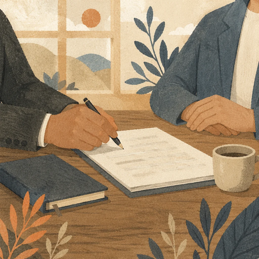 Ethical Business Contract Signing in Morning Light