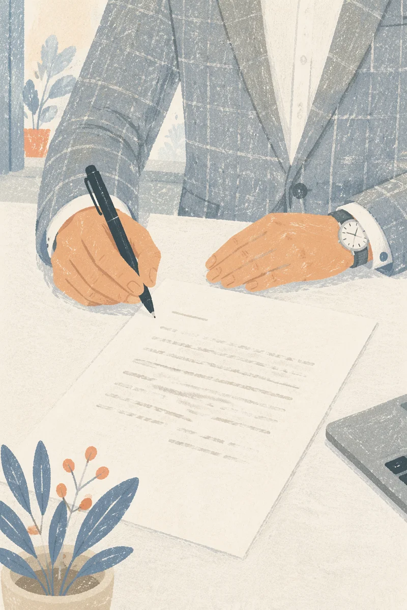 Businessperson Signing Contract at White Office Desk