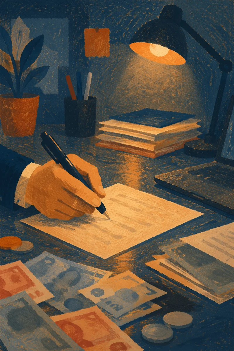 Signing Contract at Moody Office Desk