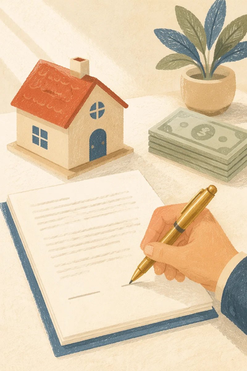 Signing Real Estate Contract With Gold Pen