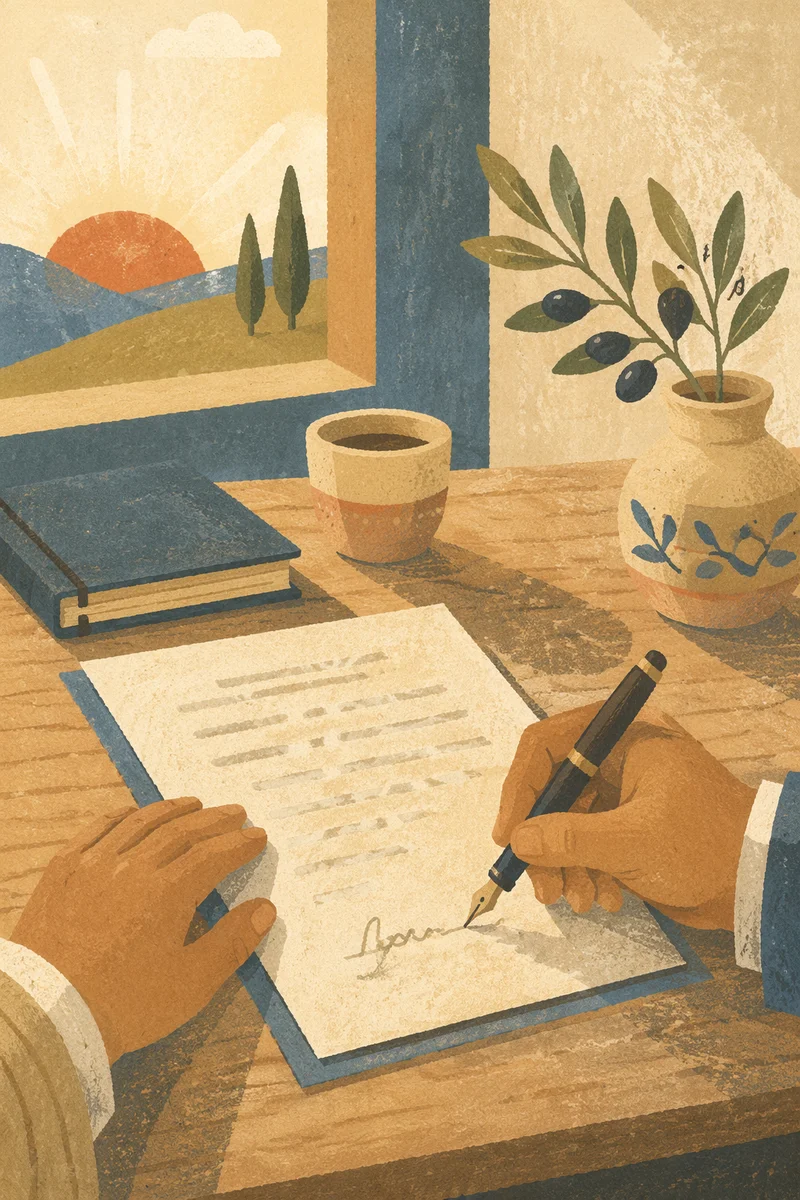 Peaceful Business Contract Signing with Fountain Pen