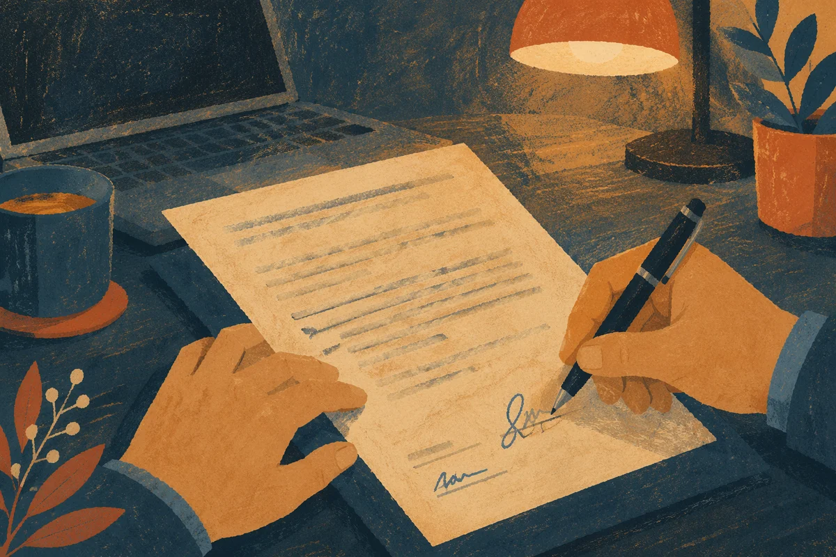 Hands Signing Business Contract With Pen