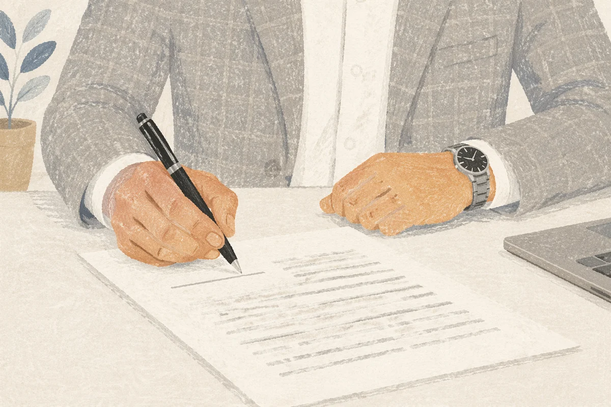 Business Hands Signing Contract with Black Pen