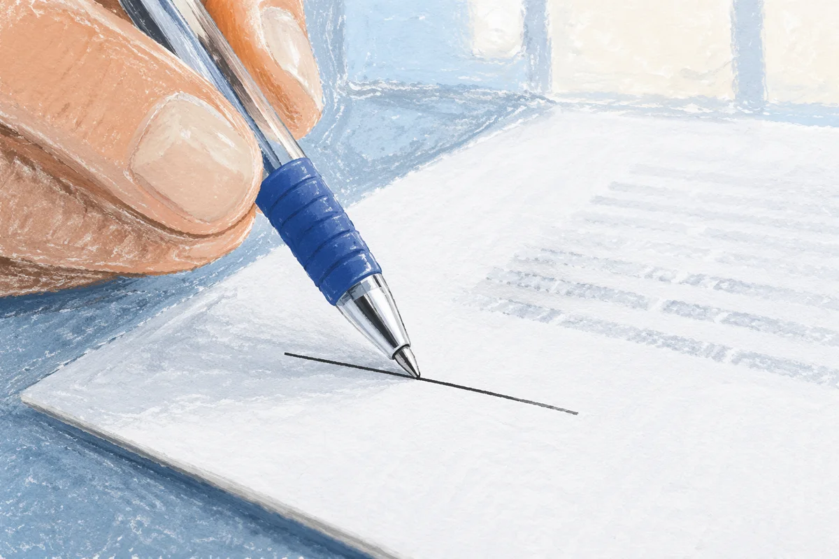 Hand Signing Contract with Blue Pen