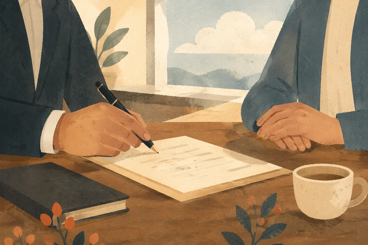 Ethical Contract Signing in Morning Light