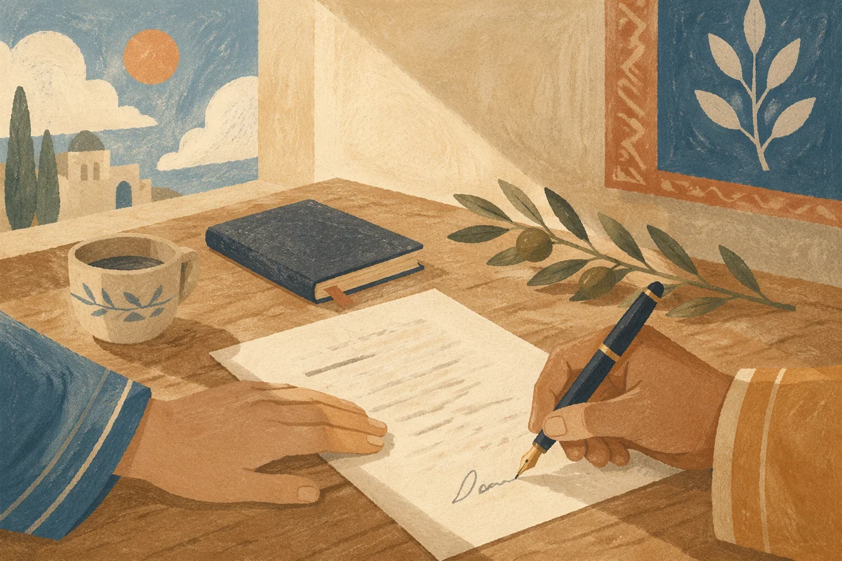 Peaceful Business Contract Signing with Pen