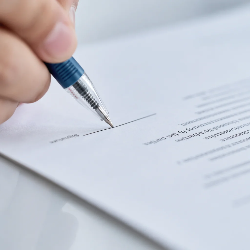 Close-Up Contract Signing With Blue Pen