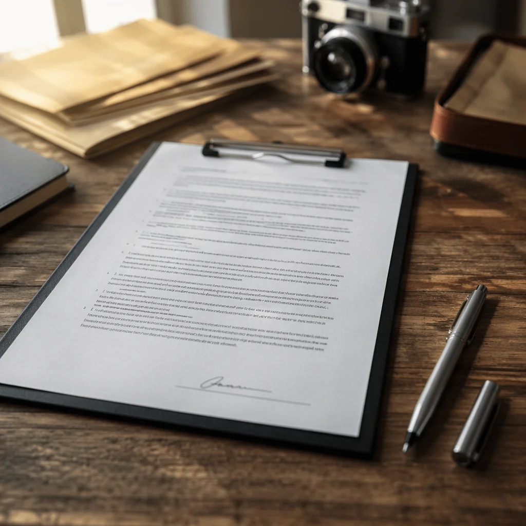 Business Contract Signing on Wooden Desk