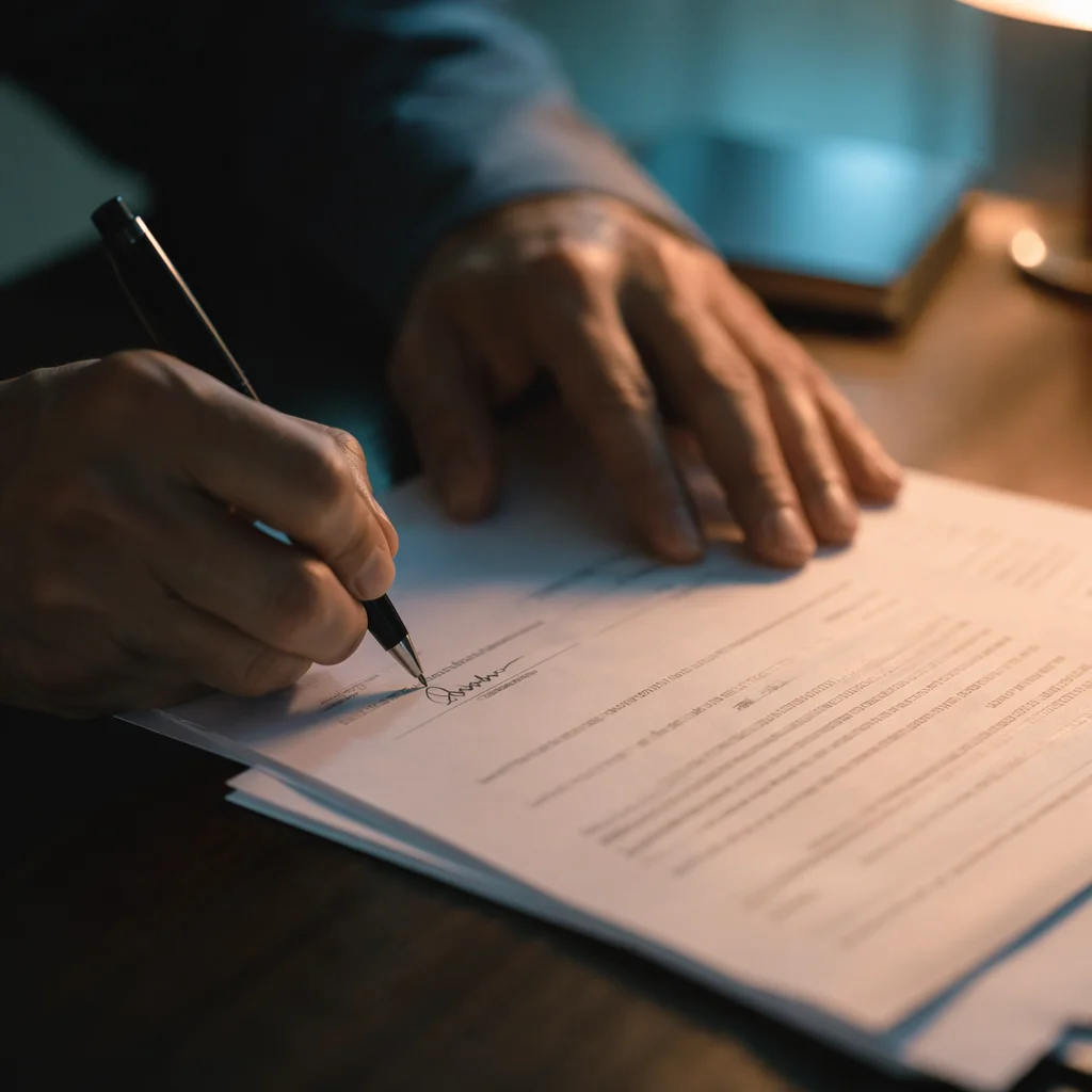 Signing Business Contract With Black Pen