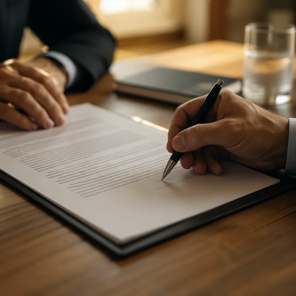 Business Contract Signing With Morning Light