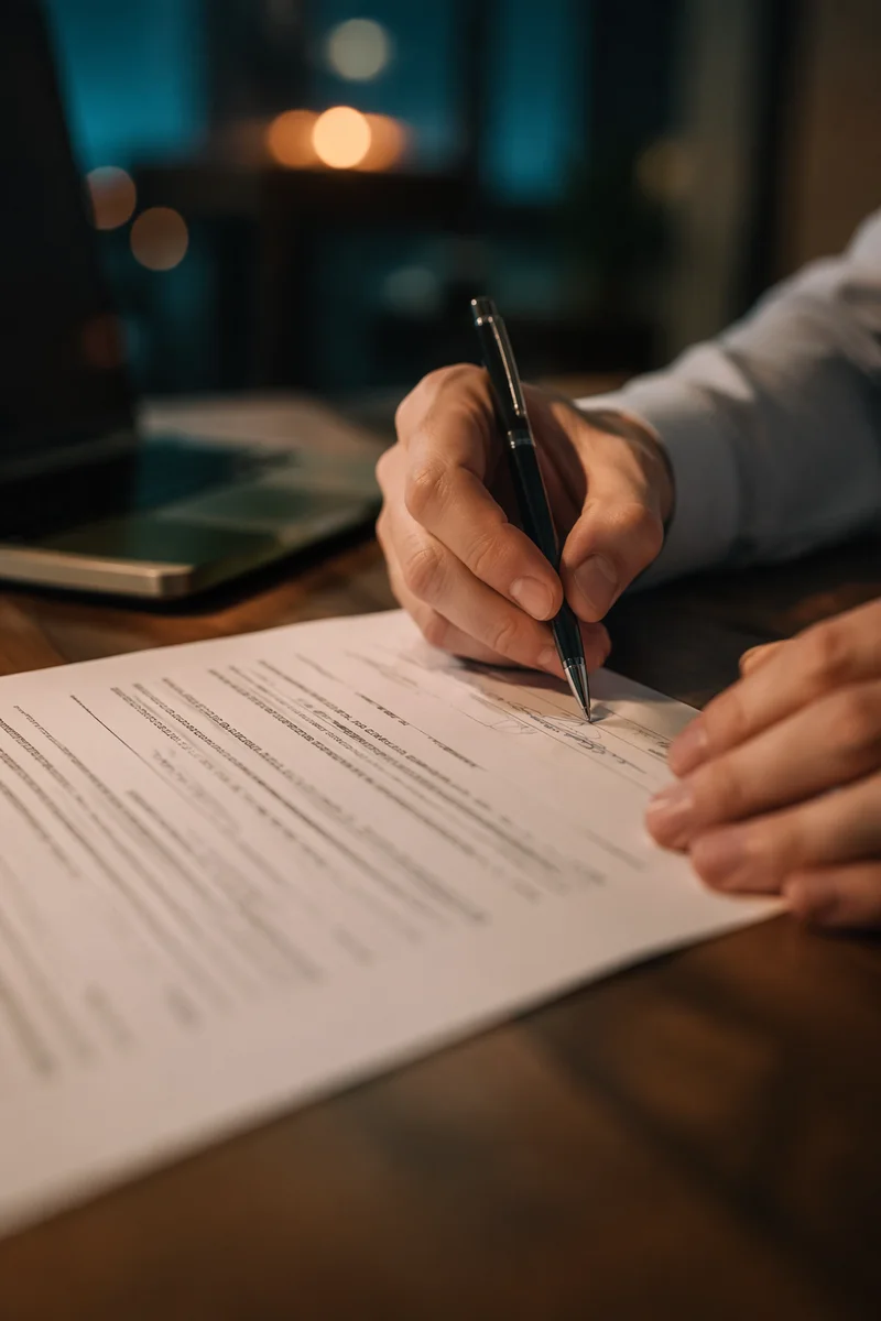 Hands Signing Business Contract With Pen