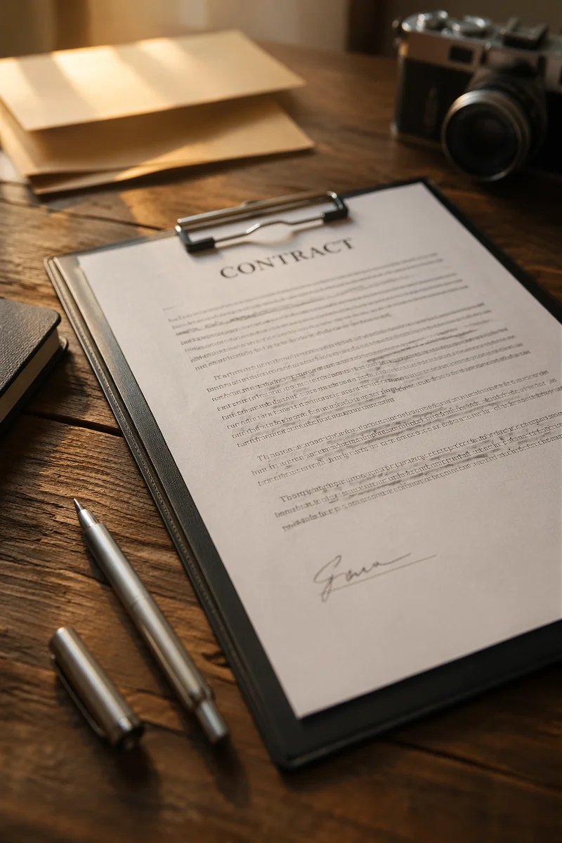 Business Contract With Pen on Wooden Desk