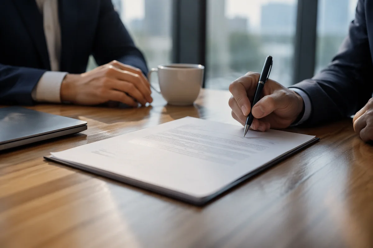 Signing Contract at Conference Table