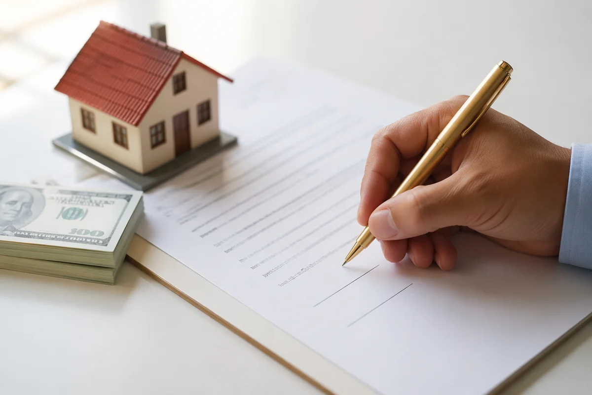 Signing Real Estate Contract with Gold Pen