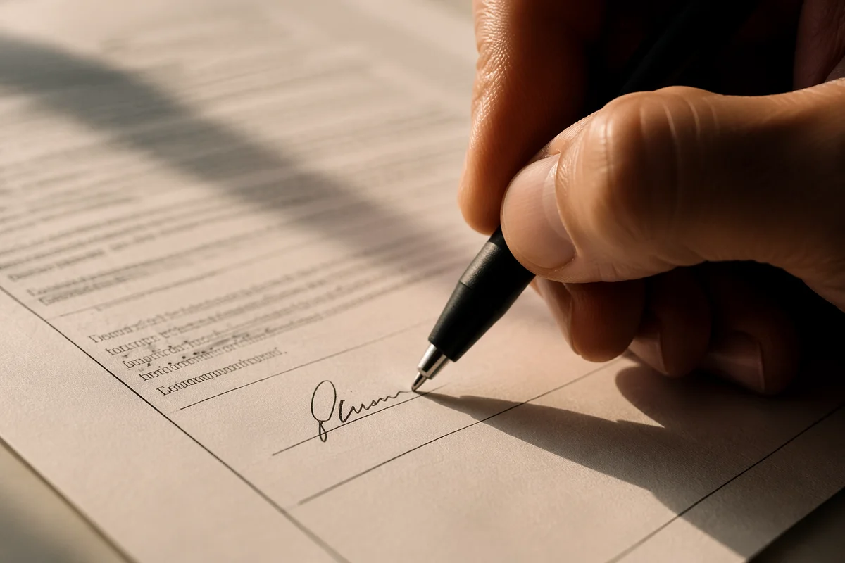 Hand Signing Business Contract with Pen