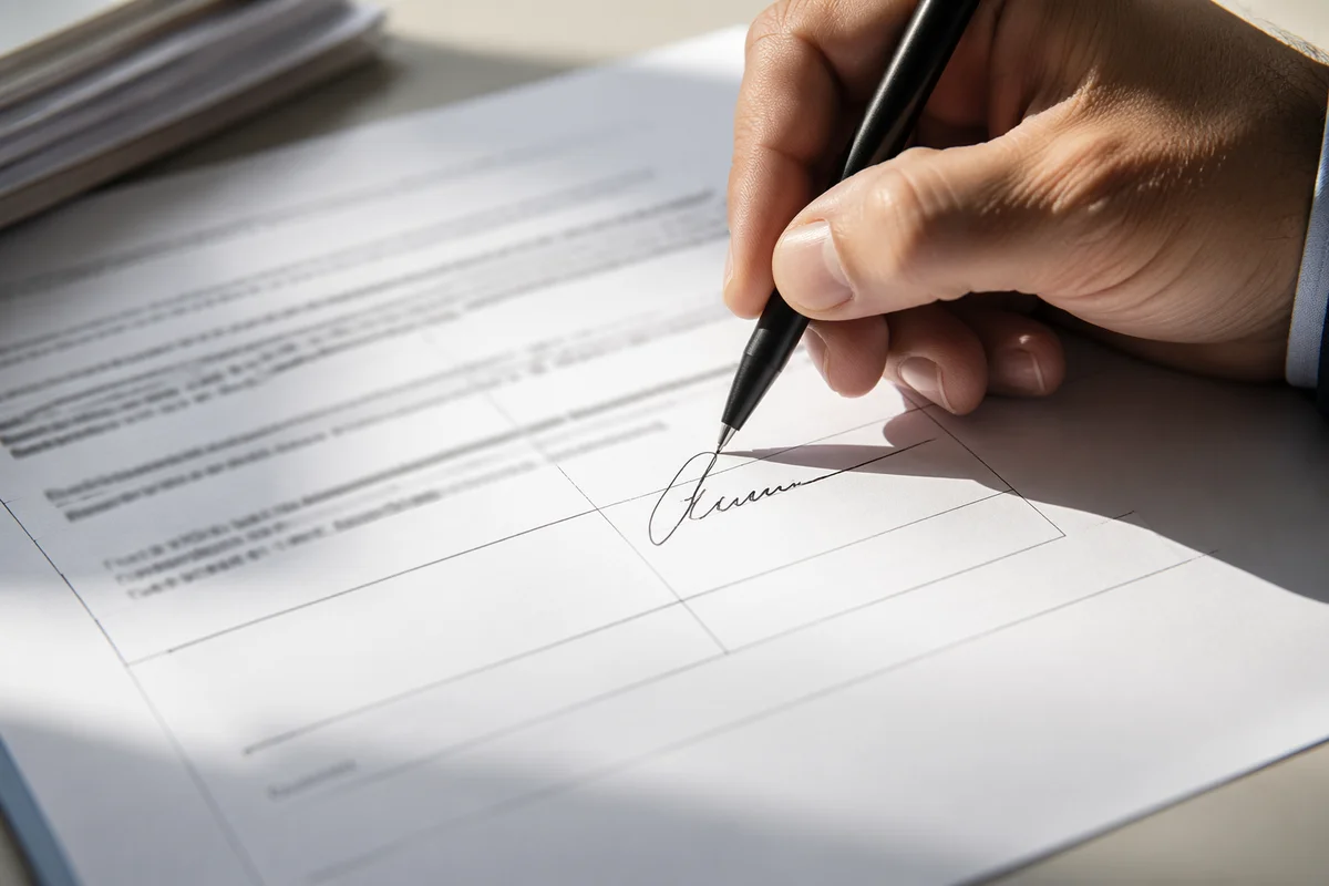 Business Contract Signing With Pen