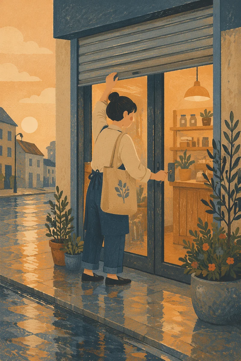 Hopeful Shop Owner Opening at Sunrise