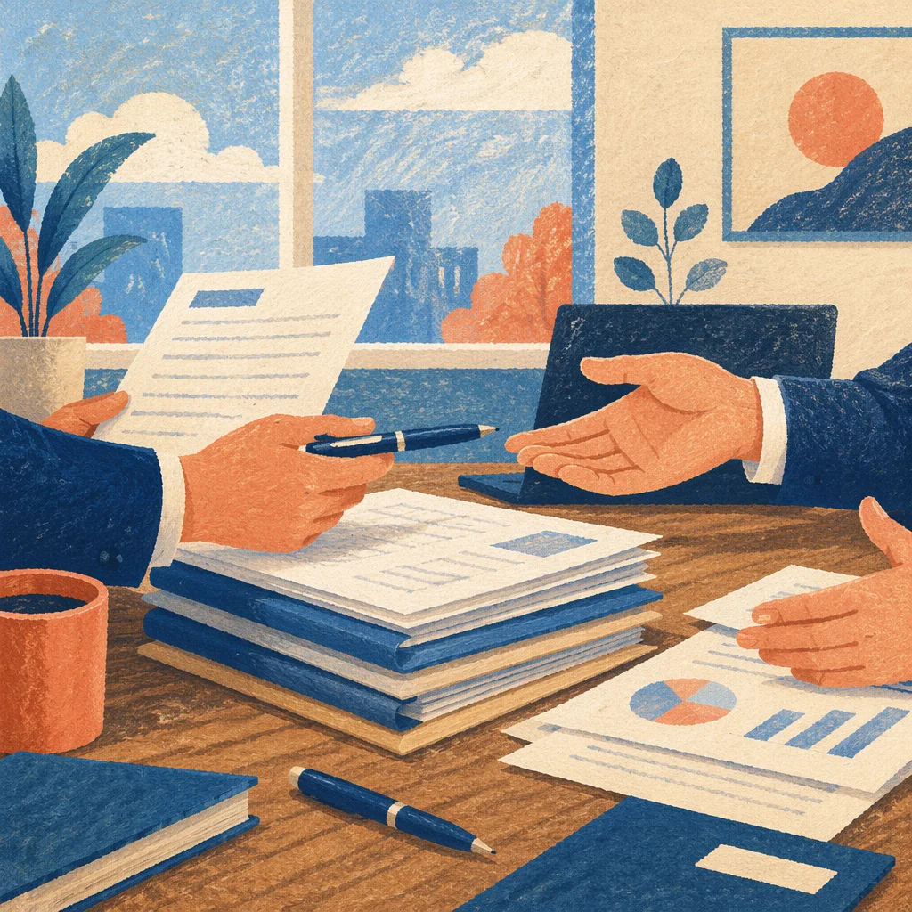Business Review Documents on Office Desk