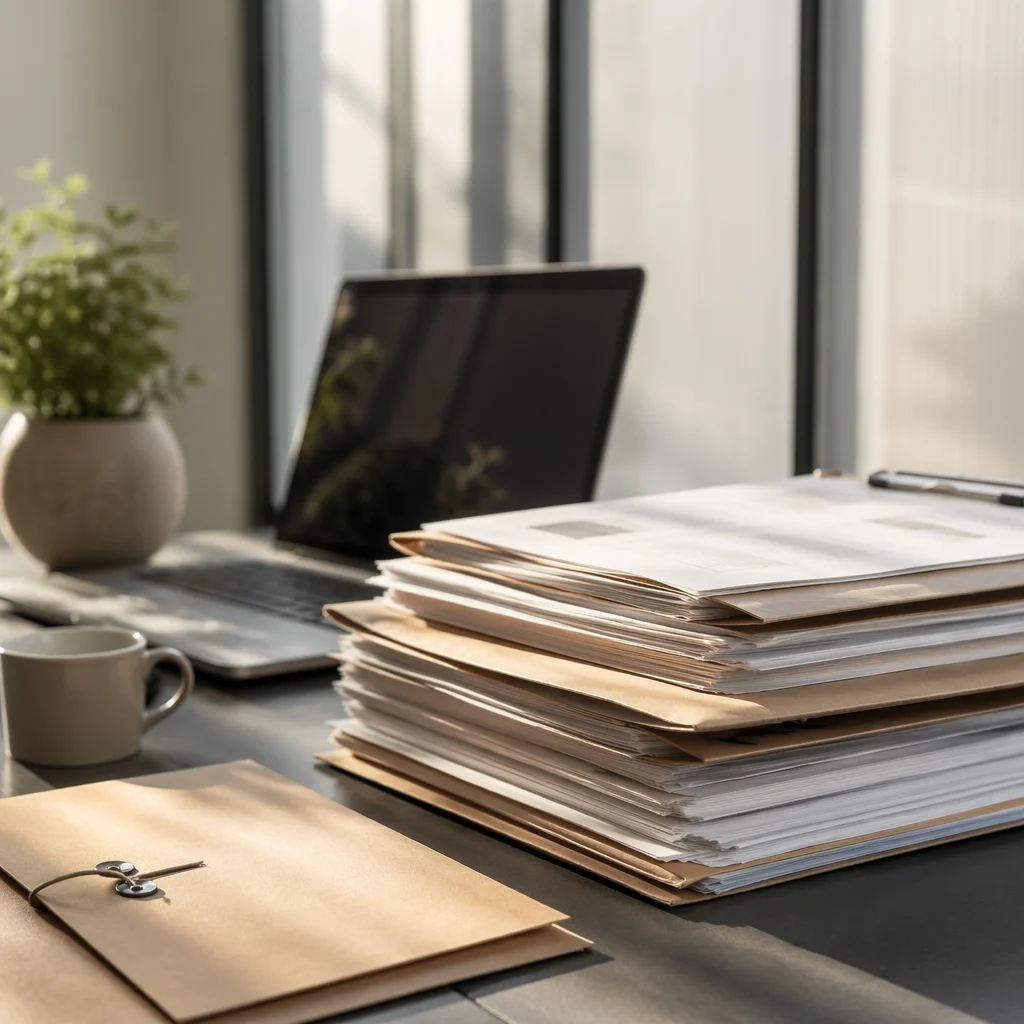 Organized Document Folders on Modern Office Desk
