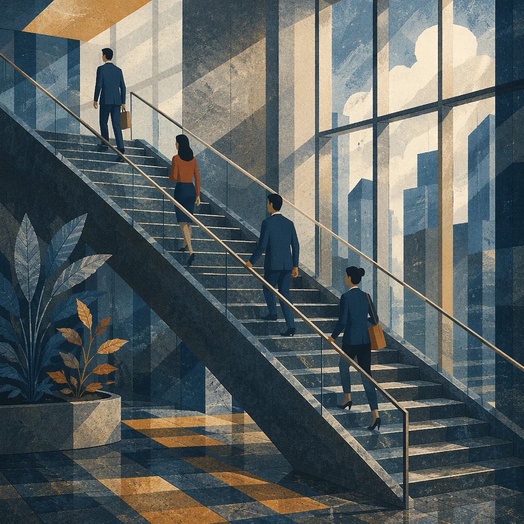 Ascending Modern Office Staircase for Corporate Progress