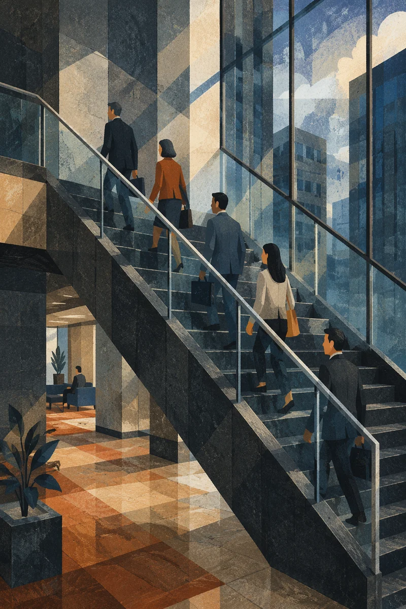 Ascending Modern Office Staircase for Corporate Progress