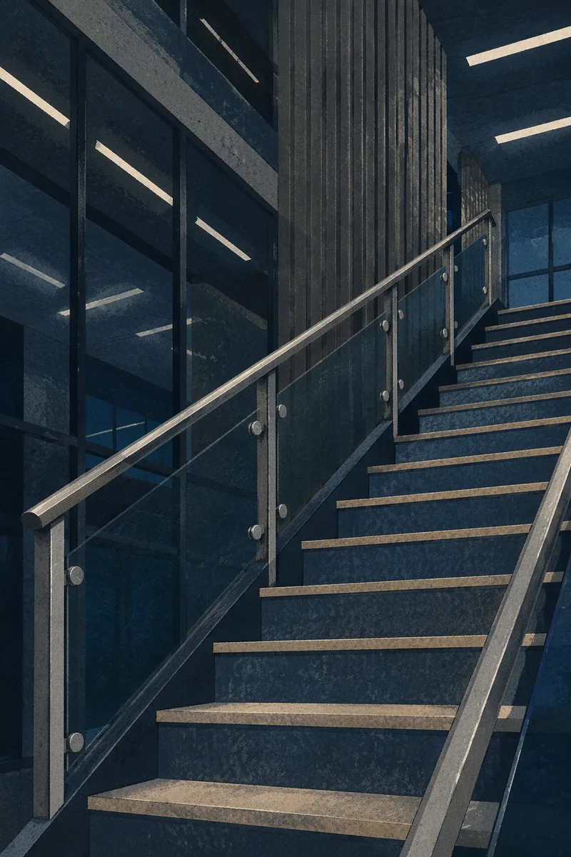 Modern Office Staircase Rising Toward Success