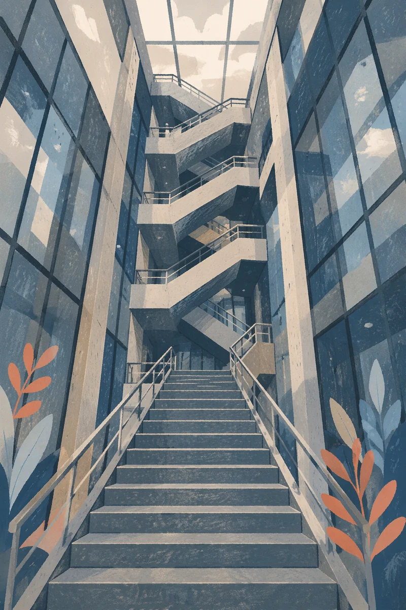 Ascending Modern Office Atrium Staircase