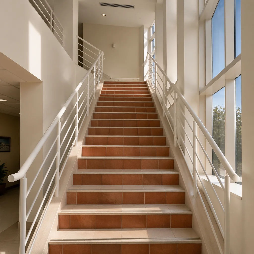Ascending Modern Office Staircase in Daylight