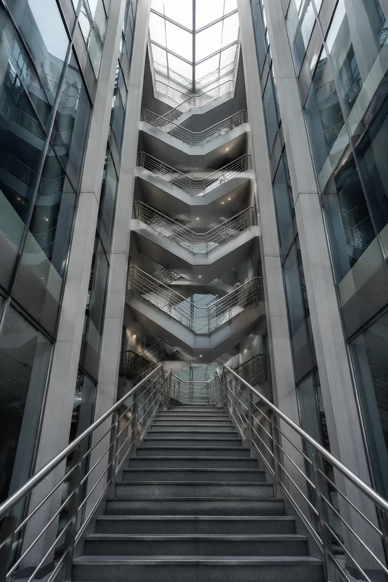 Ascending Modern Office Atrium Staircase
