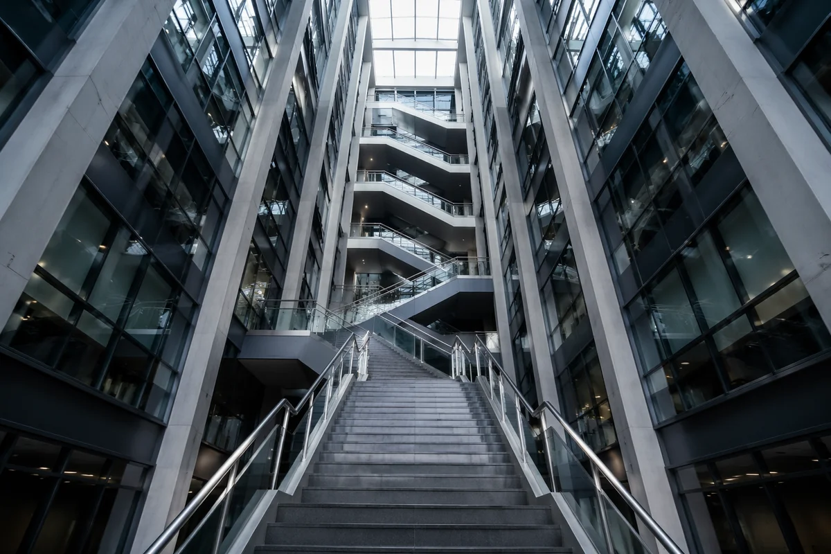 Ascending Modern Office Atrium Staircase