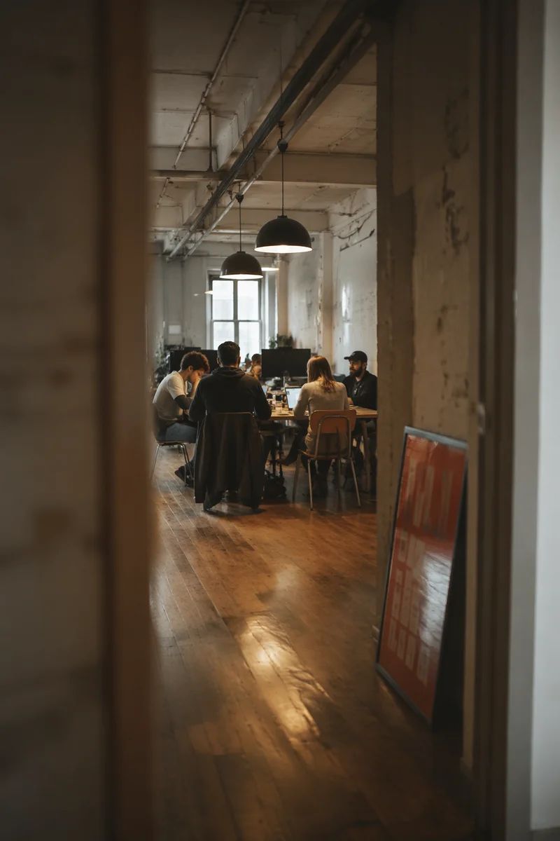 Creative Startup Garage Team Workspace Scene