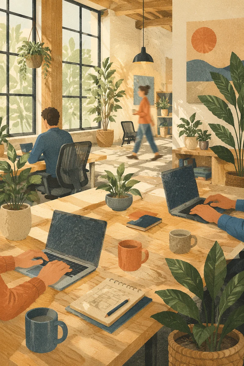 Bright Startup Office with Plants Decor