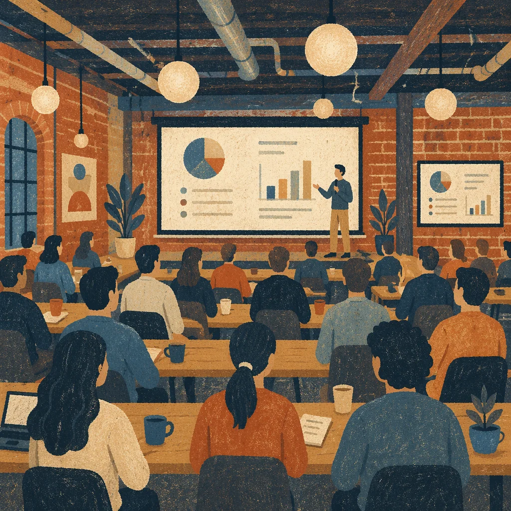 Warm Startup Pitch Presentation in Coworking Space