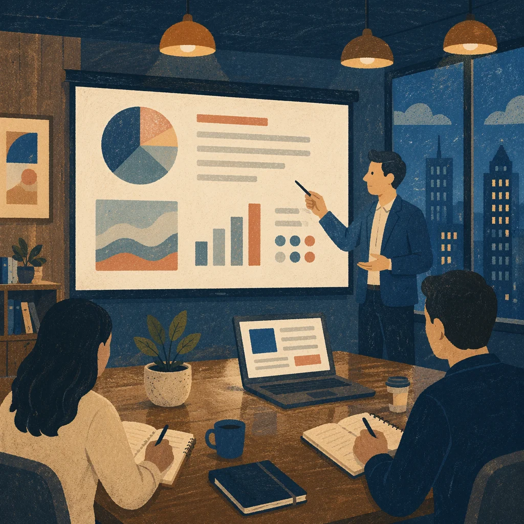 Startup Pitch Deck Presentation in Conference Room