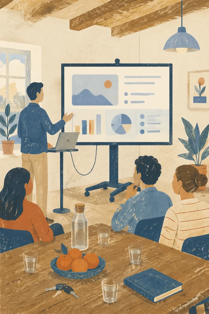 Startup Pitch Deck Presentation in Bright Meeting Room