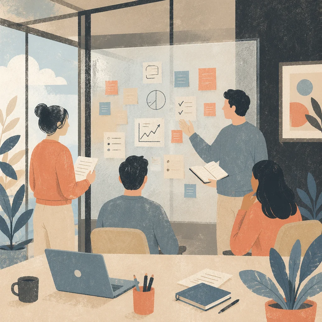 Team Brainstorming with Whiteboard Sticky Notes