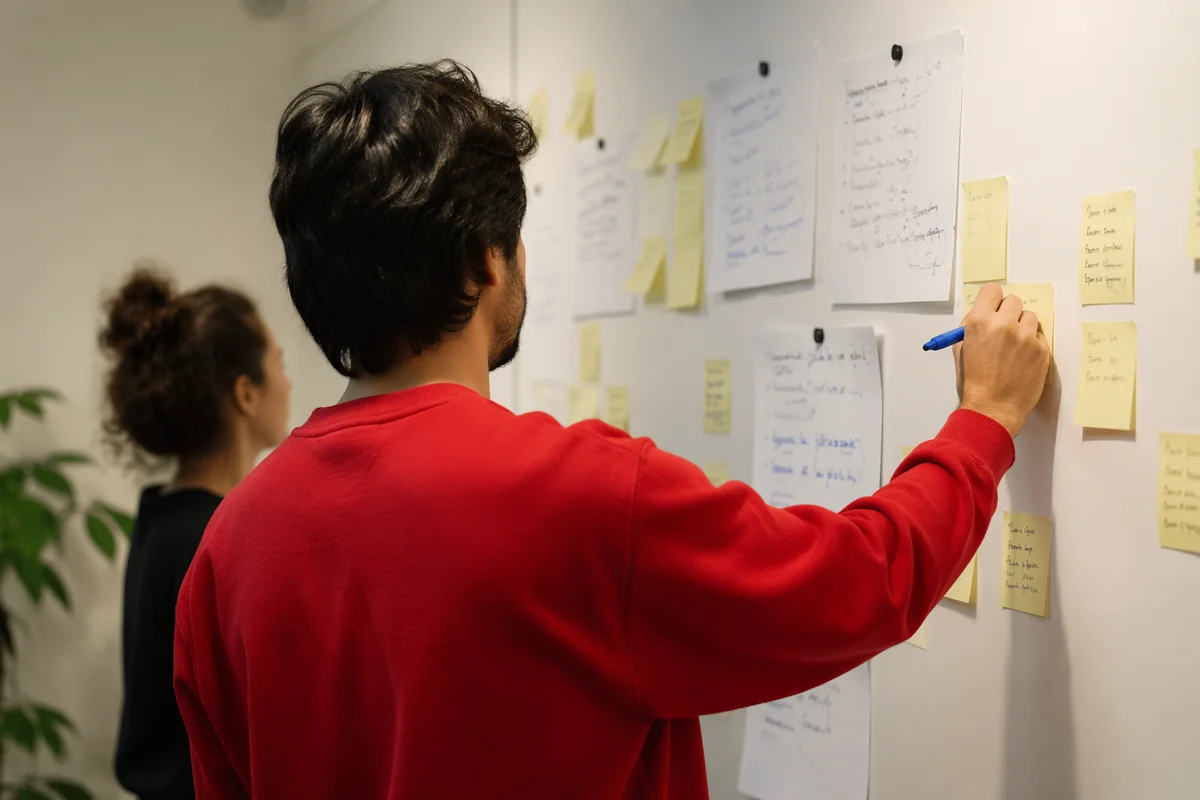 Team Brainstorming With Sticky Notes