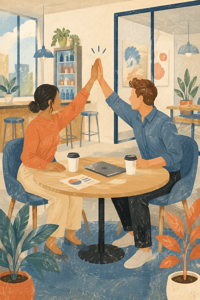 Coworkers Celebrating Project Success With High Five