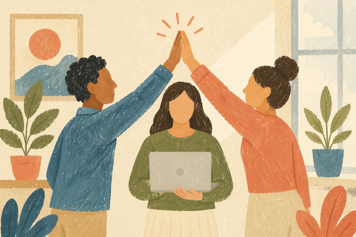 Diverse Office Team Celebrating High Five Success