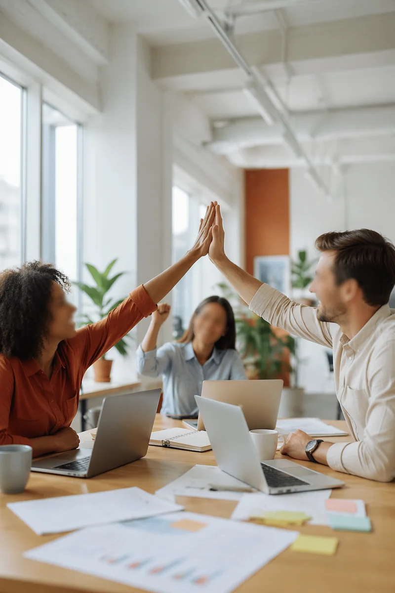 Diverse Team Celebrating Project Success