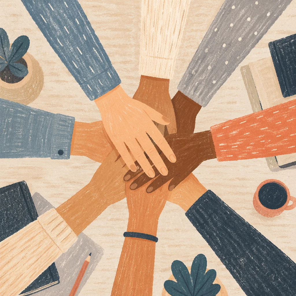 Overhead Team Hands Showing Business Unity