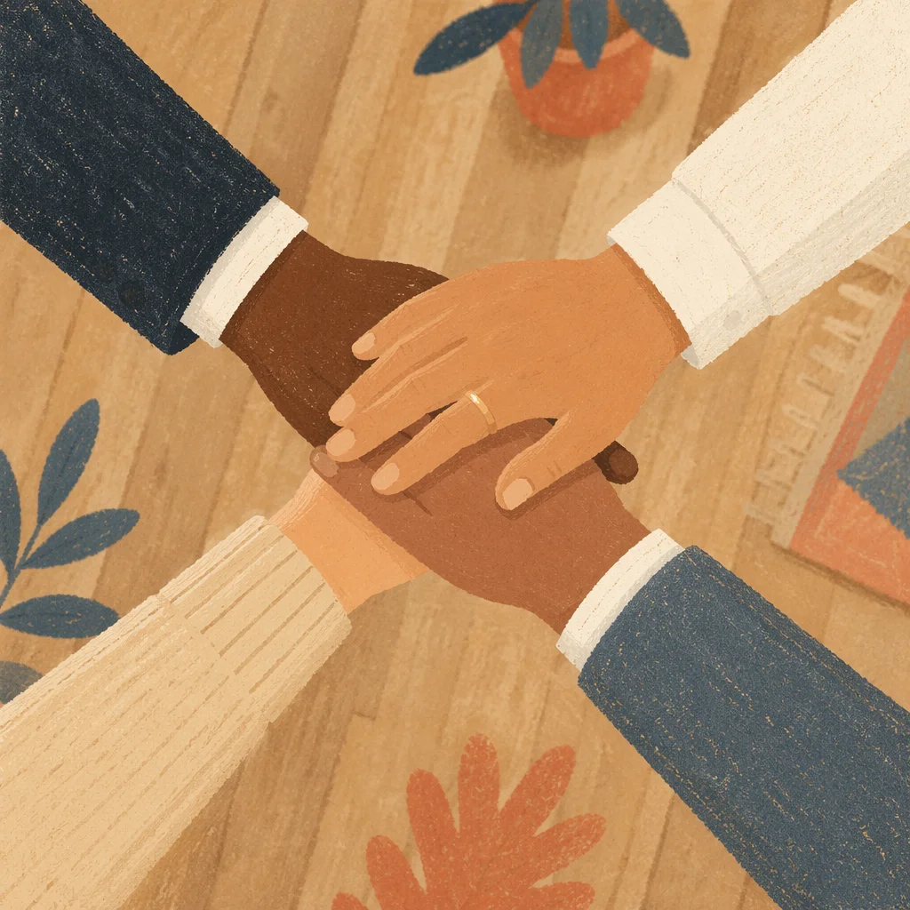 Business Team Hands Stacked in Unity