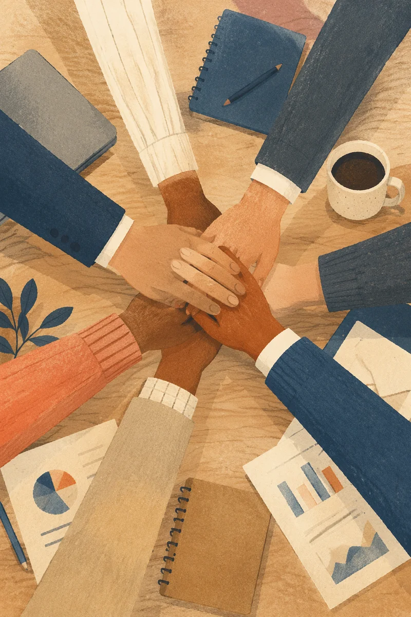 Business Team Hands Stacked in Unity