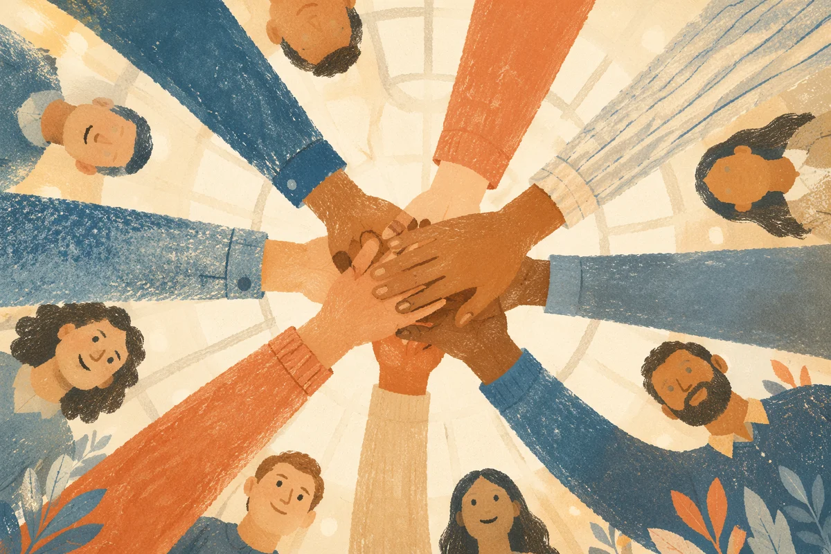 Diverse Team Hands Stacked in Unity