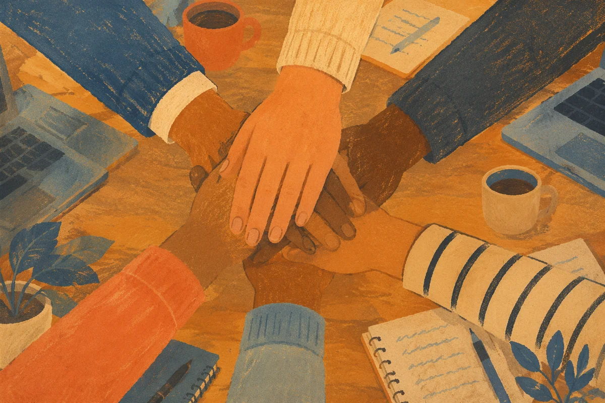 Business Team Hands United Over Conference Table