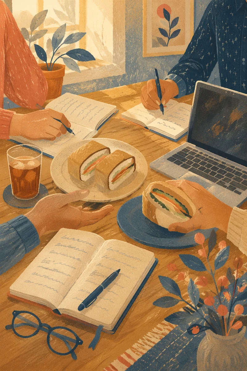 Collaborative Business Lunch Around Conference Table