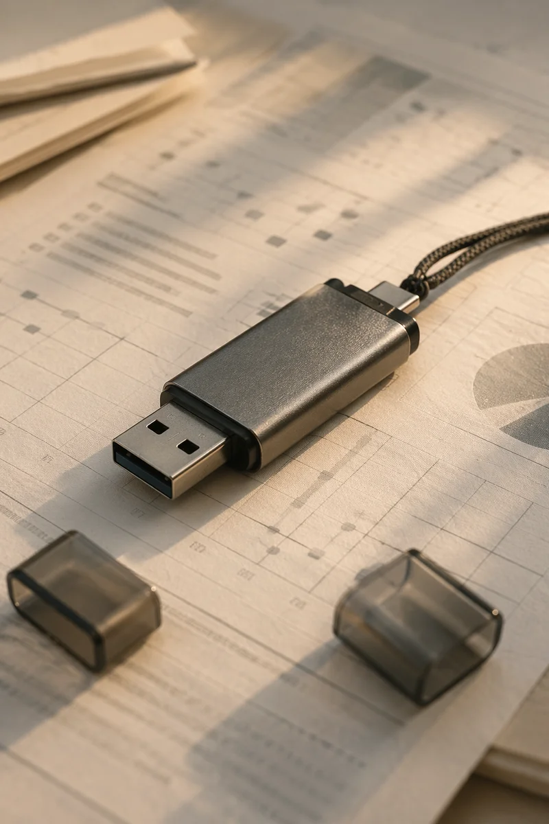 USB Drive on Business Documents