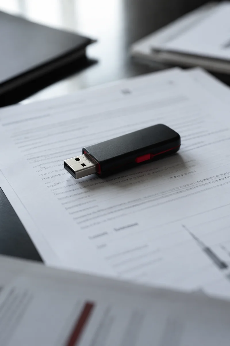 USB Drive on Business Documents