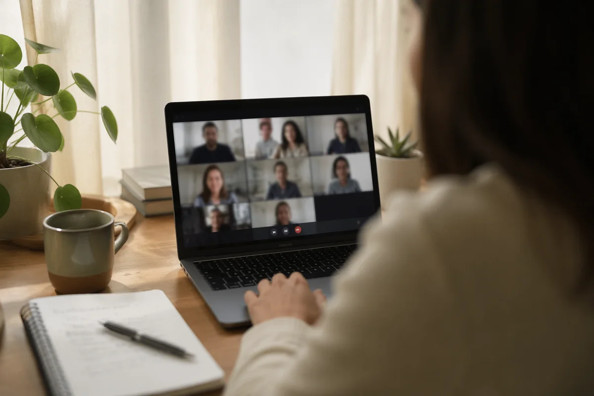 Remote Meeting on Laptop in Home Office