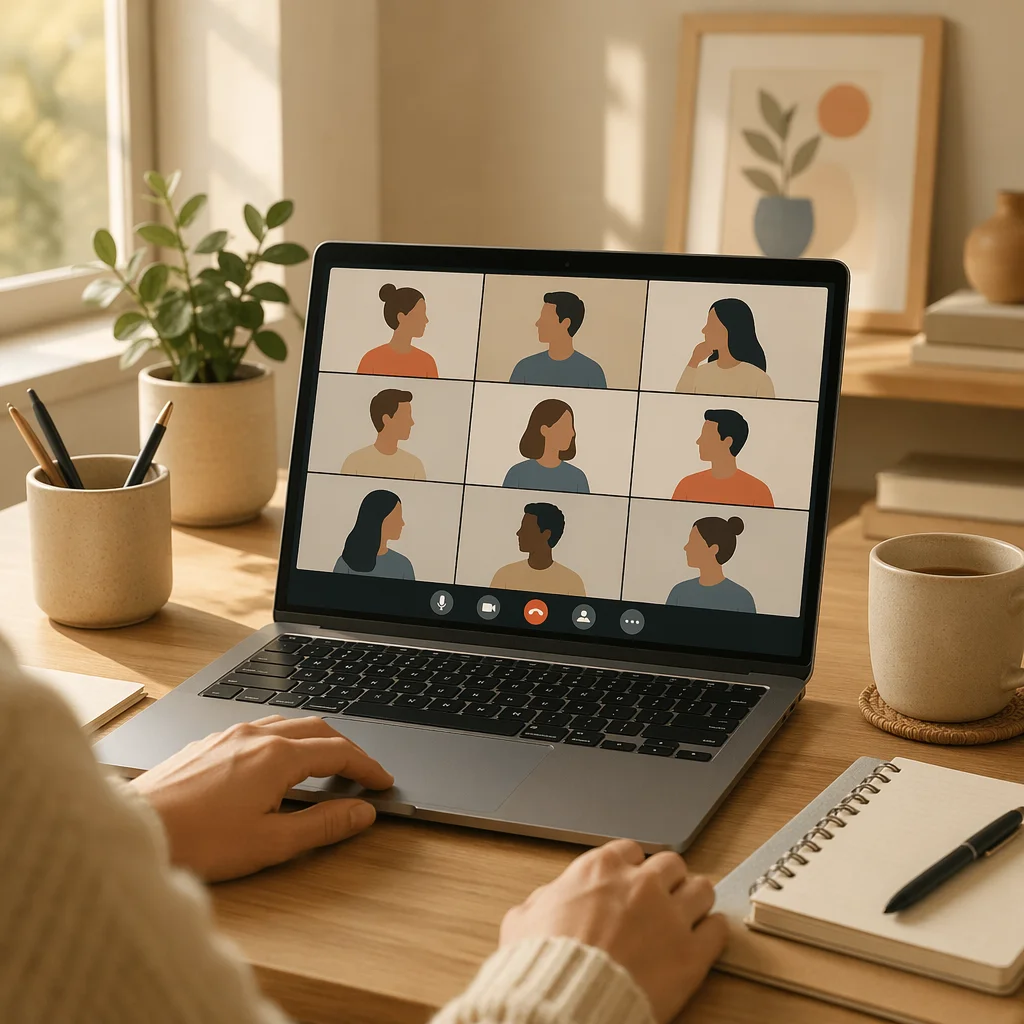 Remote Video Conference on Laptop